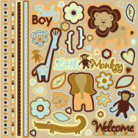 Best Creation Inc - Safari Boy Collection - Glittered Cardstock Stickers - Element
