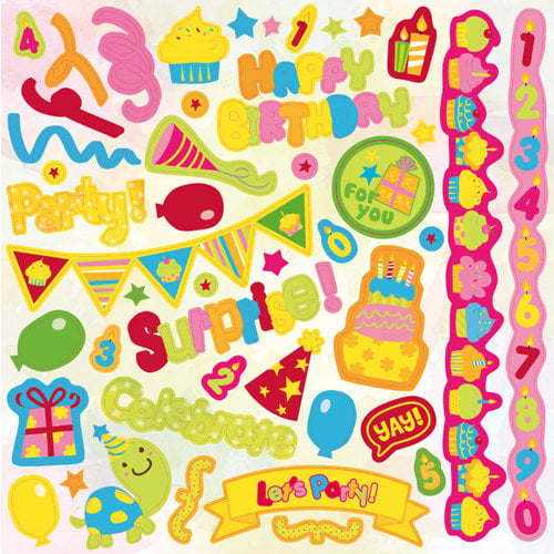 Best Creation Inc - Let's Party! Collection - Glittered Cardstock Stickers - Element