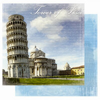 Best Creation Inc - Europe Collection - 12 x 12 Double Sided Glitter Paper - Tower of Pisa