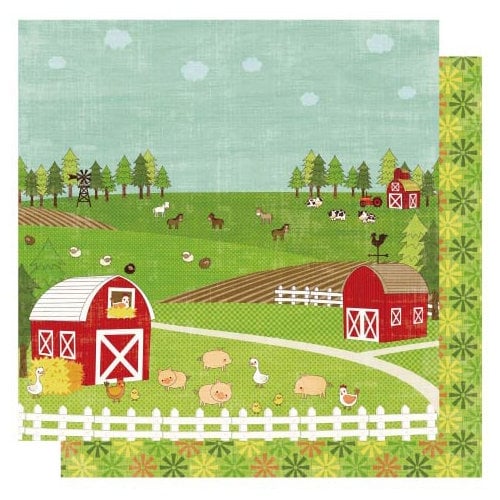 Best Creation Inc - Farm Life Collection - 12 x 12 Double Sided Glitter Paper - Around the Farm