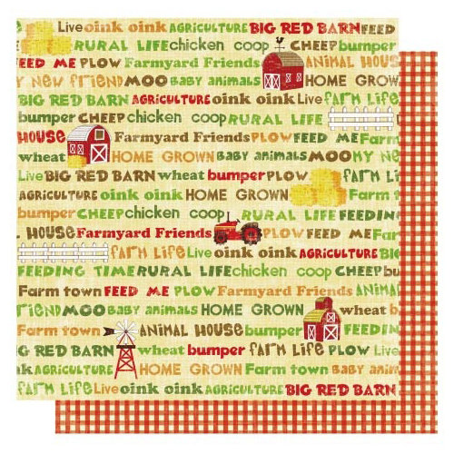 Best Creation Inc - Farm Life Collection - 12 x 12 Double Sided Glitter Paper - Farm Words