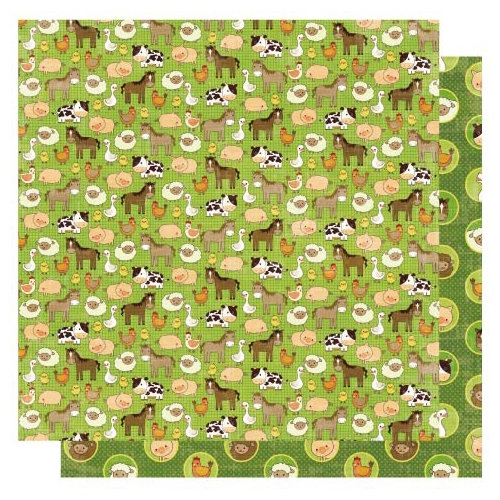 Best Creation Inc - Farm Life Collection - 12 x 12 Double Sided Glitter Paper - Farm Friends