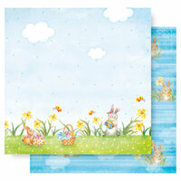 Best Creation Inc - Easter Collection - 12 x 12 Double Sided Glitter Paper - Happy Easter Basket