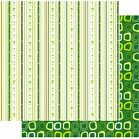 Best Creation Inc - Green Day Collection - 12 x 12 Double Sided Glitter Paper - Green Day Stripes