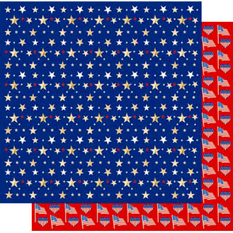 Best Creation Inc - Happy Fourth Day Collection - 12 x 12 Double Sided Glitter Paper - Stars of Glory