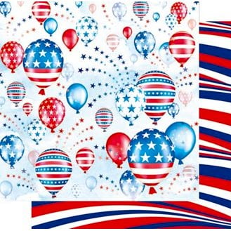 Best Creation Inc - Happy Fourth Day Collection - 12 x 12 Double Sided Glitter Paper - Flying the Red White and Blue