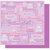 Best Creation Inc - Once Upon A Dream Collection - 12 x 12 Double Sided Glitter Paper - Princess Words