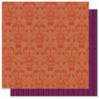Best Creation Inc - Autumn Splendor Collection - 12 x 12 Double Sided Glitter Paper - Harvest Ornament Orange