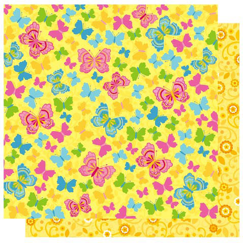 Best Creation Inc - Bella Collection - 12 x 12 Double Sided Glitter Paper - Butterfly Kisses