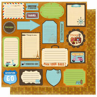 Best Creation Inc - Travel Forever Collection - 12 x 12 Double Sided Glitter Paper - Travel Tags