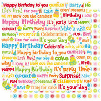 Best Creation Inc - Let's Party! Collection - 12 x 12 Double Sided Glitter Paper - Birthday Words