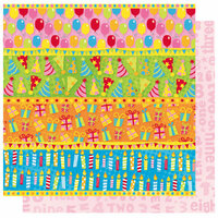 Best Creation Inc - Let's Party! Collection - 12 x 12 Double Sided Glitter Paper - Birthday Borders