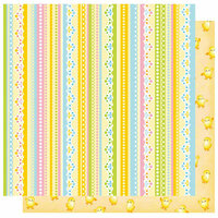 Best Creation Inc - Bunny Love Collection - Easter - 12 x 12 Double Sided Glitter Paper - Springtime Borders