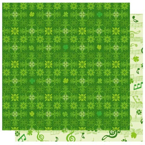 Best Creation Inc - St. Patrick Collection - 12 x 12 Double Sided Glitter Paper - Green Day