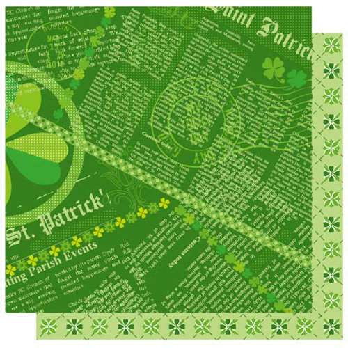 Best Creation Inc - St. Patrick Collection - 12 x 12 Double Sided Glitter Paper - Celebrate Your Luck