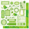 Best Creation Inc - St. Patrick Collection - 12 x 12 Double Sided Glitter Paper - Irish Blessings Tags