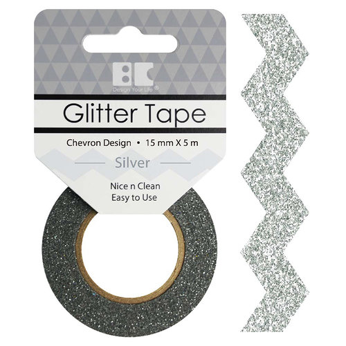 Best Creation Inc - Glitter Tape - Chevron - Silver
