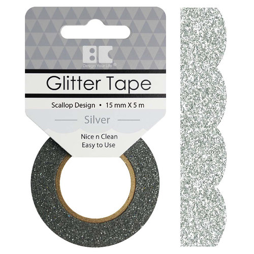 Best Creation Inc - Glitter Tape - Scallop - Silver