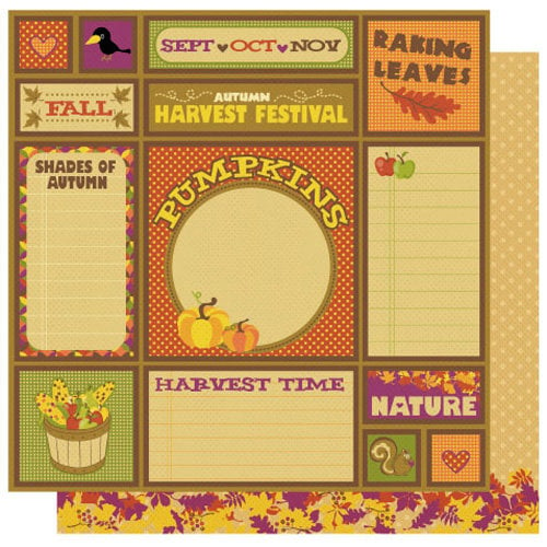 Best Creation Inc - Hello Fall Collection - 12 x 12 Double Sided Glitter Paper - Harvest Time Tags