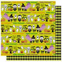 Best Creation Inc - Happy Haunting Collection - Halloween - 12 x 12 Double Sided Glitter Paper - Ghosts and Ghouls
