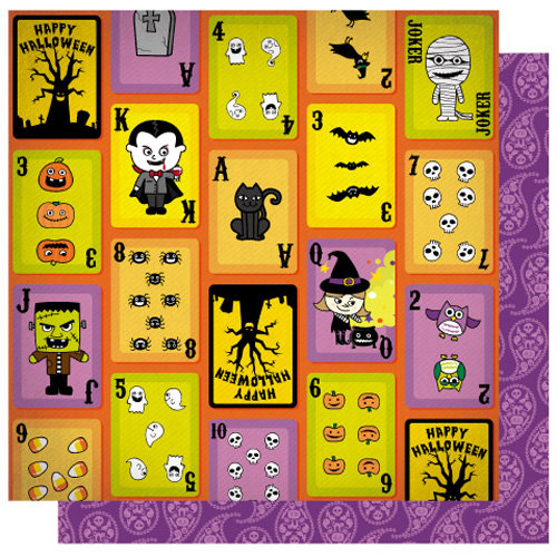 Best Creation Inc - Happy Haunting Collection - Halloween - 12 x 12 Double Sided Glitter Paper - Joker in the Pack