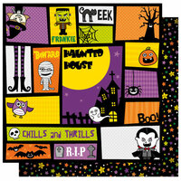 Best Creation Inc - Happy Haunting Collection - Halloween - 12 x 12 Double Sided Glitter Paper - Happy Haunts