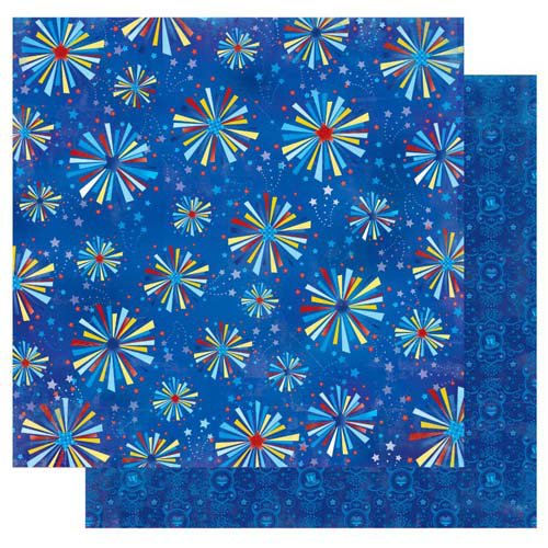 Best Creation Inc - I Love America Collection - 12 x 12 Double Sided Glitter Paper - Fireworks