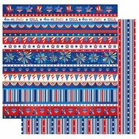 Best Creation Inc - I Love America Collection - 12 x 12 Double Sided Glitter Paper - Show Your Stripes