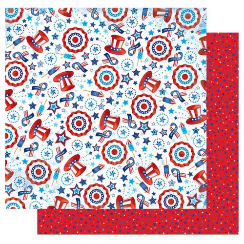Best Creation Inc - I Love America Collection - 12 x 12 Double Sided Glitter Paper - American Confetti