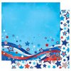 Best Creation Inc - I Love America Collection - 12 x 12 Double Sided Glitter Paper - Stars Stripes