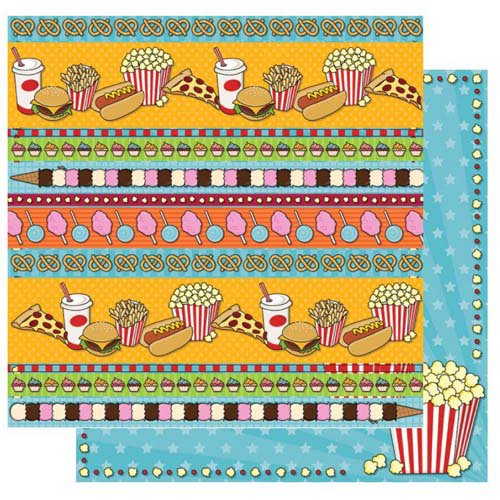 Best Creation Inc - Loops and Scoops Collection - 12 x 12 Double Sided Glitter Paper - Treats and Eats