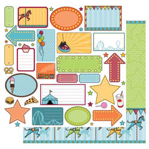 Best Creation Inc - Loops and Scoops Collection - 12 x 12 Double Sided Glitter Paper - Fun Zone
