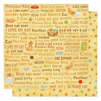Best Creation Inc - Meow Collection - 12 x 12 Double Sided Glitter Paper - Cat Words