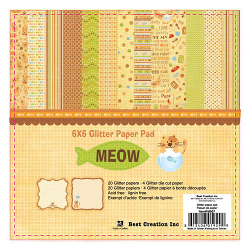 Best Creation Inc - Meow Collection - 6 x 6 Glittered Paper Pad