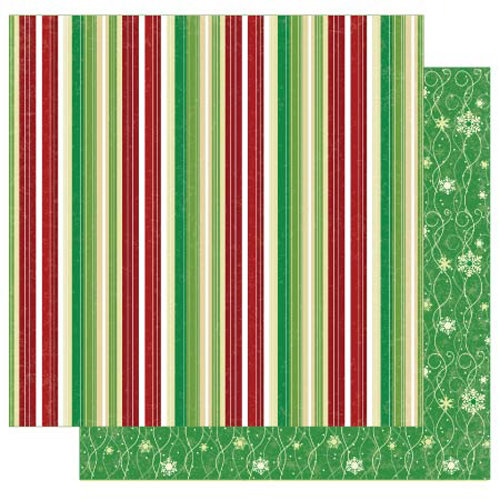 Best Creation Inc - Merry Christmas Collection - 12 x 12 Double Sided Glitter Paper - Christmas Stripes