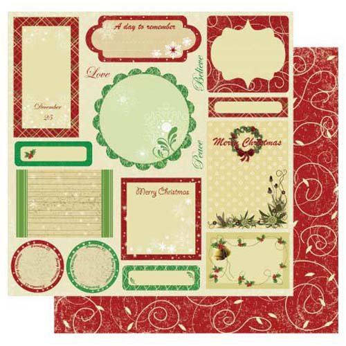 Best Creation Inc - Merry Christmas Collection - 12 x 12 Double Sided Glitter Paper - Greeting Tags