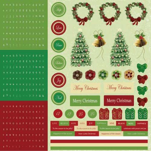 Best Creation Inc - Merry Christmas Collection - Glitter Cardstock Stickers - Combo