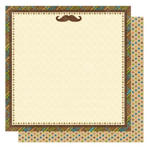 Best Creation Inc - My Hero Collection - 12 x 12 Double Sided Glittered Paper - Mustache Fun