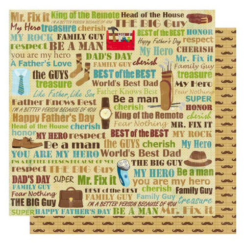Best Creation Inc - My Hero Collection - 12 x 12 Double Sided Glittered Paper - My Hero Words