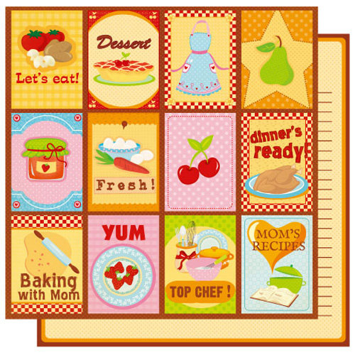 Best Creation Inc - Mom's Kitchen Collection - 12 x 12 Double Sided Glitter Paper - Homemade