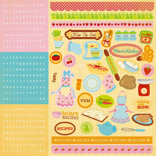 Best Creation Inc - Mom's Kitchen Collection - Glitter Cardstock Stickers - Combo