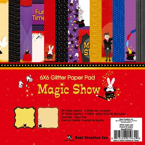 Best Creation Inc - Magic Show Collection - 6 x 6 Glittered Paper Pad