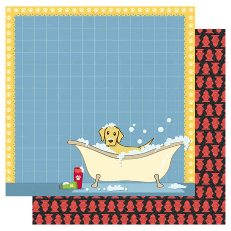 Best Creation Inc - Puppy Love Collection - 12 x 12 Double Sided Glitter Paper - Puppy Puddles