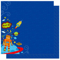 Best Creation Inc - Robot Collection - 12 x 12 Double Sided Glitter Paper - Blast Off