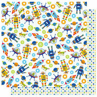 Best Creation Inc - Robot Collection - 12 x 12 Double Sided Glitter Paper - Rockets and Robots