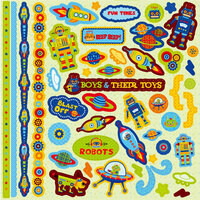 Best Creation Inc - Robot Collection - Glittered Cardstock Stickers - Element