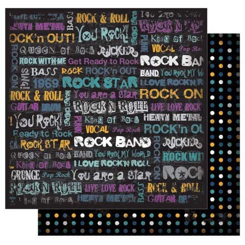 Best Creation Inc - Rock Star Collection - 12 x 12 Double Sided Glitter Paper - I Love Rock N Roll