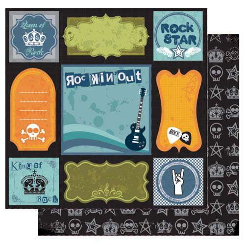 Best Creation Inc - Rock Star Collection - 12 x 12 Double Sided Glitter Paper - Rockin Out