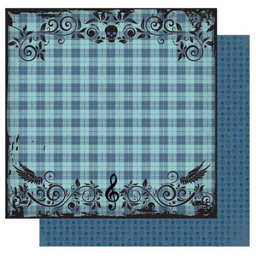 Best Creation Inc - Rock Star Collection - 12 x 12 Double Sided Glitter Paper - Punk Plaid