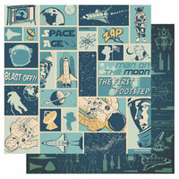 Best Creation Inc - Space Age Collection - 12 x 12 Double Sided Glitter Paper - Blast Off